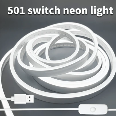 501 Button Switch Neon LED Light Strip, USB Powered Flexible Tube Light, Uniform Lighting, Cuttable Self-Adhesive Tape, Suitable For Bedroom TV Backdrop, Kitchen Cabinet, Mirror, Stairs, Shelves, Vanity, Display Cabinet, Party, Wedding, Holiday Home Decor