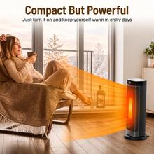 (Special Summer Price)Indoor Heater, Portable Heater, 2000W PTC Electric Heater, 3 Mode Settings, 9-Hour Timer, 80° Oscillation, Automatic Shutdown When Tipped Over, Overheat Protection, Suitable For Offices, Rooms, Garages, Personal Table Heater - 美規B型插(110-127V) - 查看 4
