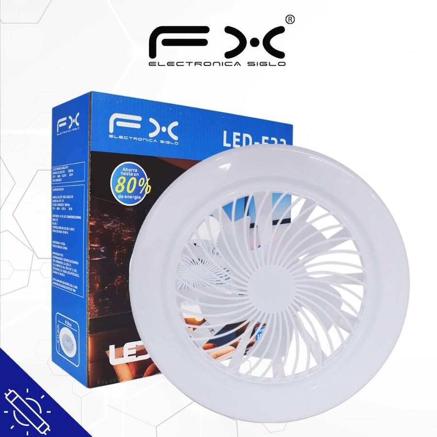 Ventilador de pared, ventilador con luz, ventilador con luz LED, control remoto, ventilador y foco LED, luz LED, ideal para uso en interiores, ventilado, ventilador de 25,8 cm de diámetro, superficie de plástico, portalámparas instalable y extraíble. - Blanco - Ver 1