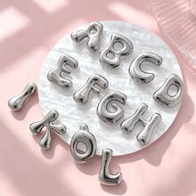 1pc Silver Stainless Steel Initial Pendant, Unisex Keychain Pendant Accessory, Bubble Letter Pendant - Bubble Letters - View 3