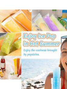 50pcs Sealed Popsicle Bags - 230ml Yogurt Popsicle Mold Bags Disposable Plastic Popsicle Mold Bags Suitable For Homemade Popsicles, Beverages, Cocktails, Party Supplies - Multicolor - View 5