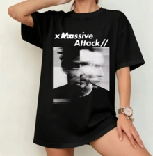 Massive Attack Retro Graphic T-Shirt | Gender-Neutral Oversized Trip-Hop Fan Shirt Black - Black - View 8