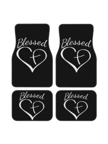4-Piece Set Of Heart-Patterned Car Floor Mats (Front & Rear Rows) - Includes A Complimentary Personalized Greeting. Suitable For All Seasons; Non-Slip, Stain-Resistant, And Easy To Clean. A Premium Car Interior Accessory Compatible With All Vehicle Models. An Ideal Gift For Mother's Day Or Father's Day. - A - View 8