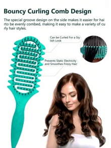 New Upgraded Curling Brush, Suitable For All Hair Types, Reduces Hair Loss, Pulling And Split Ends, Unisex, Easily Create Curly Hairstyles, Suitable For Salon, Daily Use, Back To School, Travel And More - Multicolor - View 8