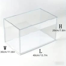 1pc Transparent Acrylic Display Case - Showcase Cabinet, White Base, Multiple Size Options, Dustproof Desktop Organizer Stand - Contemporary Style, Action Figure Plastic Material, Car Model, Collectibles, For Room, Store And Office Desk Storage - White Display Box - View 11