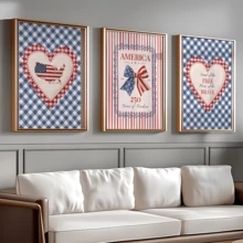 3pcs/Set Vintage Wall Art Posters, 4th Of July Patriotic Art, USA 250th Anniversary, Farmhouse Decor, Red White Blue, Independence Day, Framed Or Unframed, Room/Home Decor, College Dorm Apartment Decor, Gifts For Wall Decor In Bedroom - A - View 1