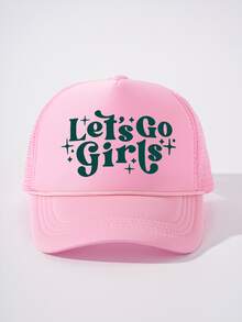 1顶女士印花“Let's GO Girls”抽绳海绵网眼帽，可调节户外防晒休闲帽，适合春秋季旅行海滩度假，男女通用Y2K风格遮阳帽 - 棒球帽 - 查看 21