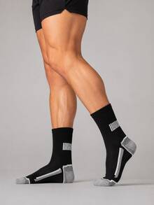 Men's Athletic Crew Socks 6 Pairs Cushioned Performance Workout Socks With Reinforced Heel & Toe For Running Training Gym - Multicolor - View 5