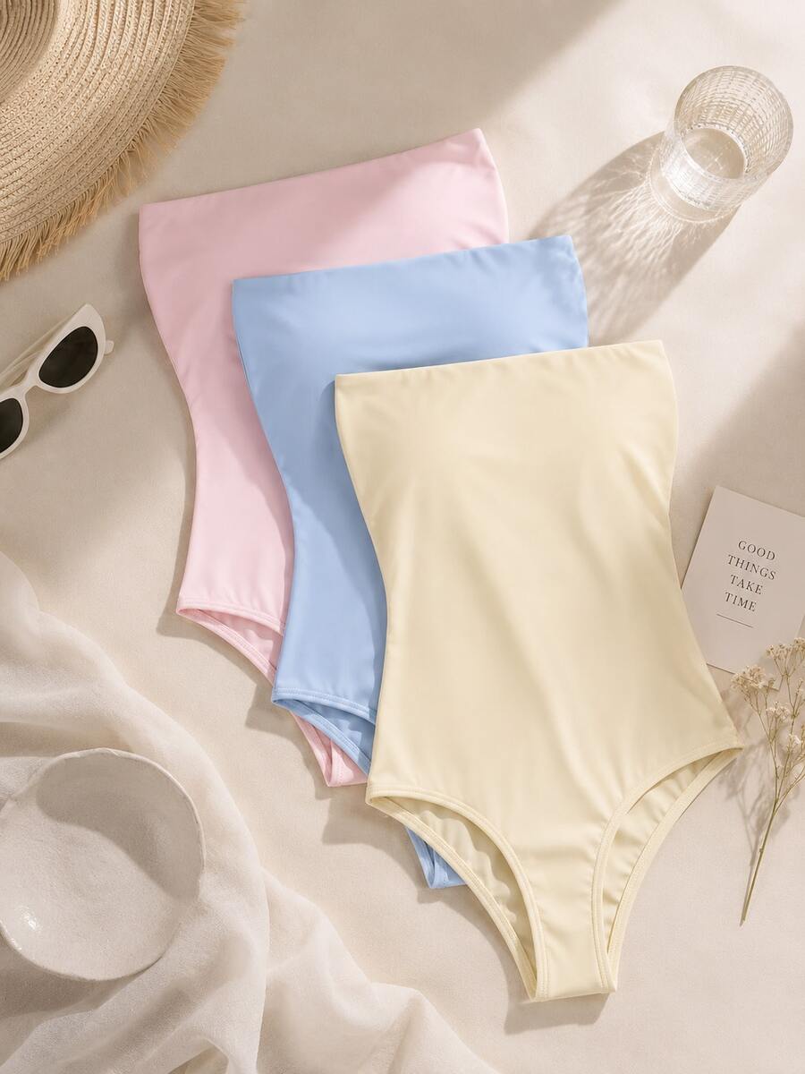 Kit Body Bori Feminino 3 Peças Bory Tomara que Caia Sem Alça com Bojo Tecido Suplex Presente Namorado Dia Noite Churrasco Trabalho - AZUL/ROSA/AMARELO - Visão 1