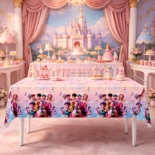 1pc K-Pop Anime Style Disposable Plastic Tablecloth, Cute Cartoon Pattern Tablecloth Suitable For K-Pop Fan Birthday Party Decoration - Multicolor - View 7