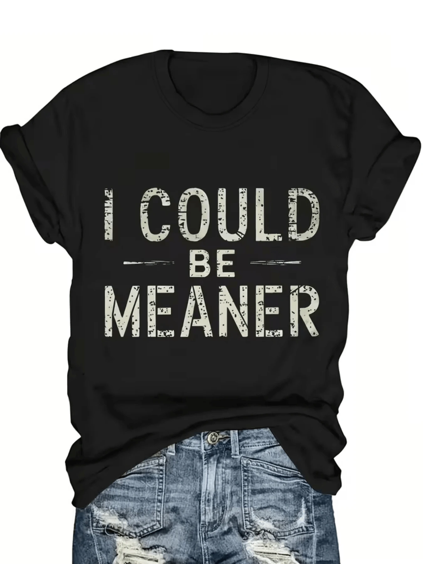 Mensaje audaz que expresa confianza y carácter fuerte con letras grandes que reflejan determinación y un toque de humor perfecta para destacar en cualquier ocasión camiseta de mujer casual moderna cómoda para uso diario - Negro - Ver 1