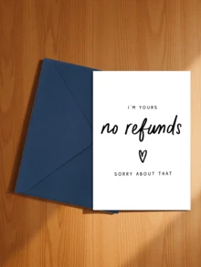 1pc "I Am You, No Refund" Cute & Heartwarming Anniversary Greeting Card, Suitable For Partner (Random Color Envelope Included), Back To School, School Supplies - "I'm Yours No Refunds" - View 14