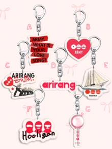 1個/7個 紅色與白色 ARMY 壓克力鑰匙圈，ARIRANG Love Song 吊飾，K-Pop 粉絲包包與手機裝飾禮物 - 彩色 - 查看 15