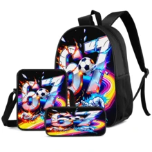 3pcs/Set Student Backpack, Messenger Bag, Pencil Case, Boys' Large Capacity Compartment Backpack, Back To School Supplies Storage, Travel Storage Bag, Suitable For School, Class, Outdoor Sports - A - View 2