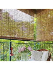 Cortina de caña para ventanas, parasol interior y exterior, persianas enrollables de bambú tejidas a mano, cortina de paja, persiana enrollable decorativa retro, persianas con mecanismo de elevación. - 1 - Ver 6