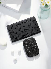 1个黑色爱心蝴蝶结图案Switch保护套/收纳袋，适用于Switch2（2025）/Switch OLED/Switch NS/Lite，新款第二代Switch游戏配件保护套，长续航版游戏机配件，送给Switch玩家的最佳礼物 - 彩色 - 查看 2