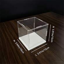 1pc Transparent Acrylic Display Case - Showcase Cabinet, White Base, Multiple Size Options, Dustproof Desktop Organizer Stand - Contemporary Style, Action Figure Plastic Material, Car Model, Collectibles, For Room, Store And Office Desk Storage - White Display Box - View 20