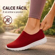 Tênis Meia Feminino Slip On Vinho Leve Confortável Do 34 ao 39 Promoção - Vermelho - Visão 6