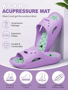 1 đôi dép massage màu tím cho nữ, 1 đôi dép massage màu xám cho nữ, dép thoát nước, dép kiểu thác nước, êm ái, chống trơn trượt, chống thấm nước, nhanh khô, dép đi trong nhà tắm, đế massage mềm mại, dép đi trong nhà unisex, dép tắm, dép đôi, cảm giác thoải mái, đế có vân, đế mềm, chất liệu EVA. - nhiều màu - Xem 3
