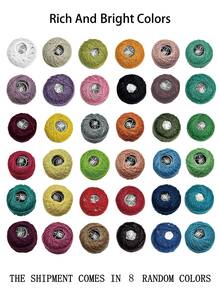 8pcs/12pcs Random Solid Color Lace Yarn Set, High Saturation Bright Color Embroidery Crochet Yarn, Suitable For Embroidery And Micro-Crochet Enthusiasts, Ideal For Handmade Beginner Creations, Also Can Be Used As Creative Handmade Gift - Lace Thread - View 12
