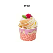 10 Stücke/70 Stücke 7 Farben Eiscreme-Papierbecher, Blau, Rosa, Hellrosa, Hellblau, Lila, Braun, Gelb mit Waffel-Kegel- und Streusel-Muster Dessertschalen, geeignet für Eiscreme-Sundae, gefrorenen Joghurt, Babyparty, Geburtstagsparty, Sommer-Eiscreme-Party-Zubehör - Mehrfarbig - Übersicht 11