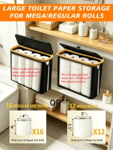 1pc Toilet Paper Basket - Toilet Paper Storage Basket - Ultimate Bathroom Storage Basket. Storage Basket, Toilet Paper Storage Basket, Bathroom Accessory Storage Rack - Toilet Paper Holder, Enclosed Toilet Paper Storage Container - Multicolor - View 9