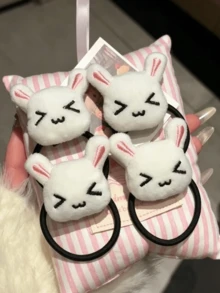 4件裝新款可愛毛絨兔子髮箍，適合蘿莉塔風格女性作為髮飾或飾品，日系可愛兔子髮夾，適用馬尾，活力女孩髮飾，動漫髮夾，旅行日常髮型配件，夏季女性髮飾，髮箍，女性沙灘髮飾，女性配件 - 彩色 - 查看 7