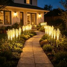 1pc Reed Solar LED Lights: Waterproof Outdoor Garden Landscape Lights; Solar-Powered Garden Lights For Decorating Pathways, Flower Beds, And Lawns - Warm White - View 1