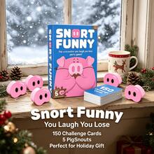 Snort Funny – Oinkcredible Juego de fiesta "Si te ríes, pierdes", 150 tarjetas de desafío, 5 hocicos de cerdo, 60 fichas de barro, regalos para rellenar calcetines navideños, juegos familiares para niños, regalos para adolescentes, los mejores regalos de Pascua, desafío "Intenta no reírte" para adultos, noche de juegos en familia, de 4 a 8 jugadores. - Celeste - Ver 1