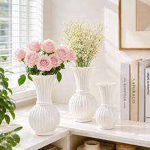 1pc A Floor-Standing Plastic Vase/Flower Pot With Faux Flowers, Perfect For Vintage Home Decor And Use With Fresh Or Dried Flowers – Ideal For Living Room Decorations And Desktop Displays. - Vase - View 8