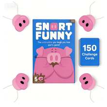 Snort Funny – Oinkcredible Juego de fiesta "Si te ríes, pierdes", 150 tarjetas de desafío, 5 hocicos de cerdo, 60 fichas de barro, regalos para rellenar calcetines navideños, juegos familiares para niños, regalos para adolescentes, los mejores regalos de Pascua, desafío "Intenta no reírte" para adultos, noche de juegos en familia, de 4 a 8 jugadores. - Celeste - Ver 6