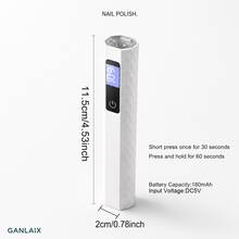 GANLAIX 便携式手持UV/LED美甲灯套装，可固化凝胶指甲油，家用美甲DIY工具，带液晶显示屏，方便控制时间，迷你速干指甲油凝胶烘干灯，精美礼品 - 彩色 - 查看 5