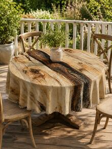 1pc Rustic Wood Grain Tablecloth, Farmhouse Style Retro Printed Tablecloth, Waterproof Fabric Suitable For Dining Room, Kitchen, Outdoor Picnic, Home Decor - Multicolor - View 9