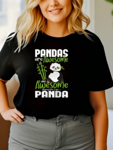 Panda adorable rodeado de ramas de bambú que expresa ternura fuerza interior y un mensaje positivo sobre la confianza y la alegría camiseta de mujer casual cómoda y moderna - Negro - Ver 6