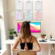 Morning & Evening Yoga Practice Chart - Complete Yoga Sequence Step-By-Step Flowchart, Yoga Art Practice Wall Hanging, Size 20.32X25.4cm Frameless Design, Suitable For Beginners And Advanced Users - Multicolor - View 5