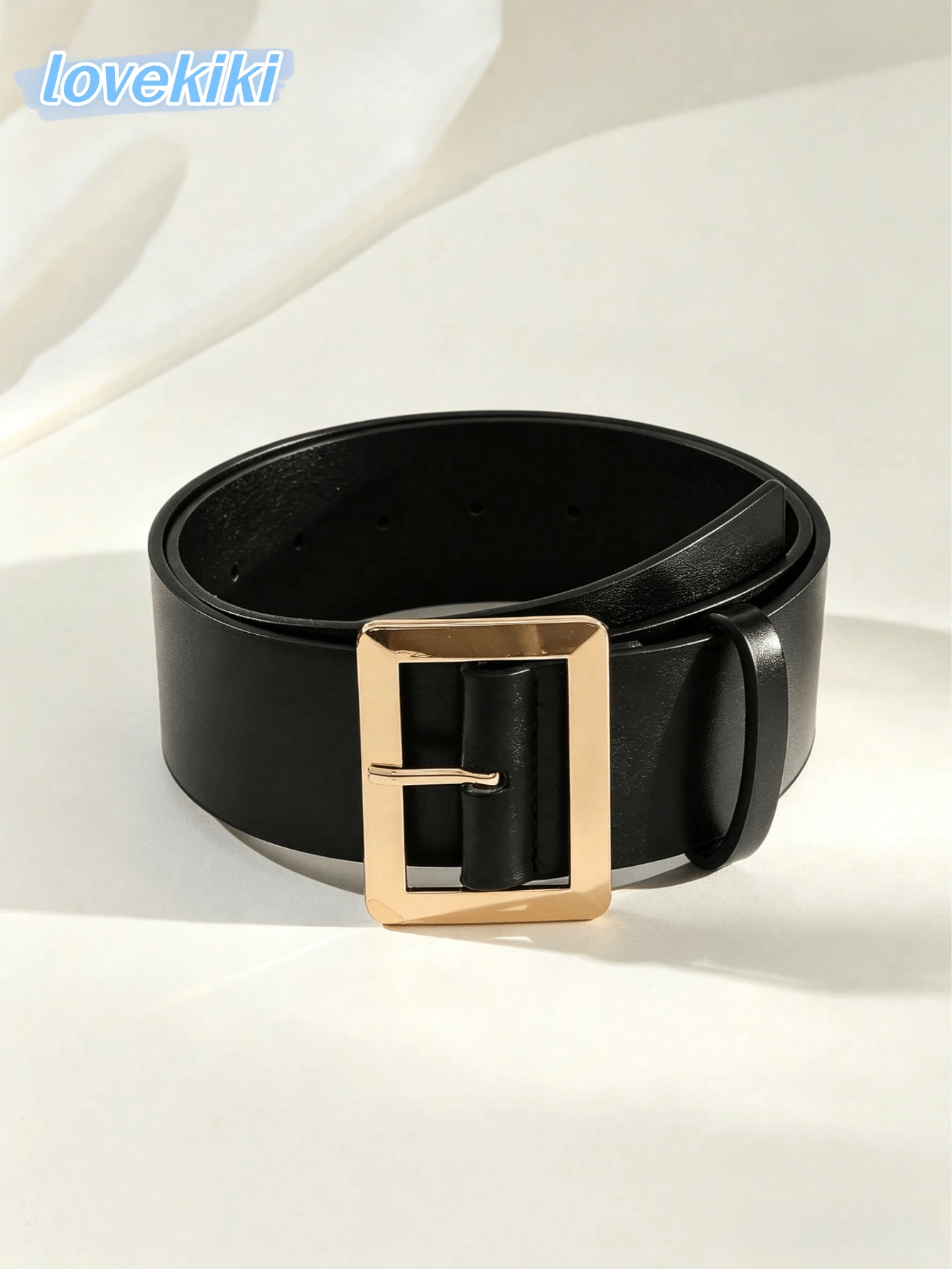 6cm Wide Elegant Women's Gold Buckle PU Leather Belt, Suitable For Dresses And Coats To Accentuate Silhouette And Enhance Overall Look