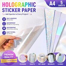 8/20/40pcs Holographic Stickers, Transparent Holographic Vinyl Composite Film, Self-Adhesive Waterproof Transparent Overlay Stickers, No Machine Needed - Gem, Dotted, Colorful, Star Pattern / 8.27x11.7 Inches - Mix - View 5