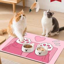 1件装猫咪喂食垫,宠物食品和水碗垫,吸水性强的狗狗喂食垫,易于清洁的狗狗饮水垫,室内宠物狗放置垫 - 粉色 - 查看 14