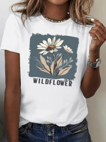 Wildflowers Symbolizing Freedom And Natural Beauty With Soft Petals That Evoke Calm And Connection With Nature. Women's Casual Modern Fitted And Comfortable T-Shirt For Everyday Wear - 白色 - 查看 6