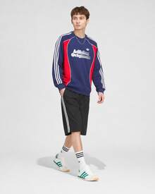 adidas originals RETRO REMIX CREW 蛇年 RS M SWEAT CREW 舒適寬鬆撞擊色復古運動長袖衛衣 男款 深藍 - 藍色 - 查看 10