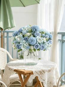 4/1pc Artificial Peony Hydrangea Chrysanthemum Bouquet - Perfect For Weddings, Engagements And Home Decor | Spring Tabletop Decor, Valentine's Day, Birthday Gift, Graduation Gift, Autumn Decoration, Christmas - Blue - View 9
