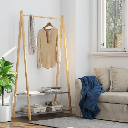 Clothes Rack Made Of Bamboo, Natural & Anthracite