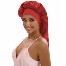 ZTZI Women's Extra Long Hair Bonnet, Elastic Wide Band Sleep Cap For Hair Care, Anti-Frizz Bonnets, Solid Color Casual Polyester Bonnet For Home Use, All Seasons - BC Color Matching Elastic 9008 - View 11