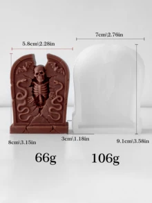 Khuôn silicon hình bia mộ và nhà ma Halloween, 3 khuôn hình bộ xương và nhà ma kiểu Gothic, chống dính, dùng cho nến sáp đậu nành và đồ thủ công bằng nhựa. - khuôn - Xem 9