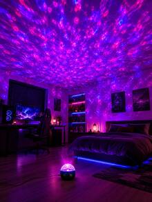 1 pieza Luz de ambiente LED, lámpara decorativa de proyección de onda de pared multicolor con control remoto y cable USB, adecuada para dormitorio, sala de juegos, decoración del hogar, sala de estar, compatible con batería portátil y adaptador - Multicolor - Ver 2