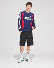 adidas originals RETRO REMIX CREW 蛇年 RS M SWEAT CREW 舒適寬鬆撞擊色復古運動長袖衛衣 男款 深藍 - 藍色 - 查看 7
