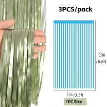 3pcs Light Green, Gold, Blue And Silver Foil Texture Curtains, Elegant And Unique, Suitable For Halloween, Christmas, Wedding, Birthday Party Backdrop And Photo Booth Decoration - Multicolor - View 5