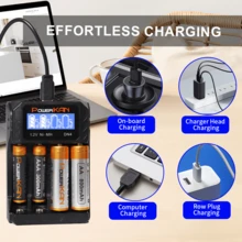 POWERKAN USB-C Fast Charger With LCD Display: 4 Independent Slots For AA/AAA NiMH Batteries, Includes 4/8pcs 1.2V Rechargeable Batteries (AA/AAA Mixed Optional), Real-Time Charging Status At A Glance - Yes - View 6