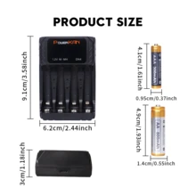 POWERKAN USB-C Fast Charger With LCD Display: 4 Independent Slots For AA/AAA NiMH Batteries, Includes 4/8pcs 1.2V Rechargeable Batteries (AA/AAA Mixed Optional), Real-Time Charging Status At A Glance - Yes - View 10