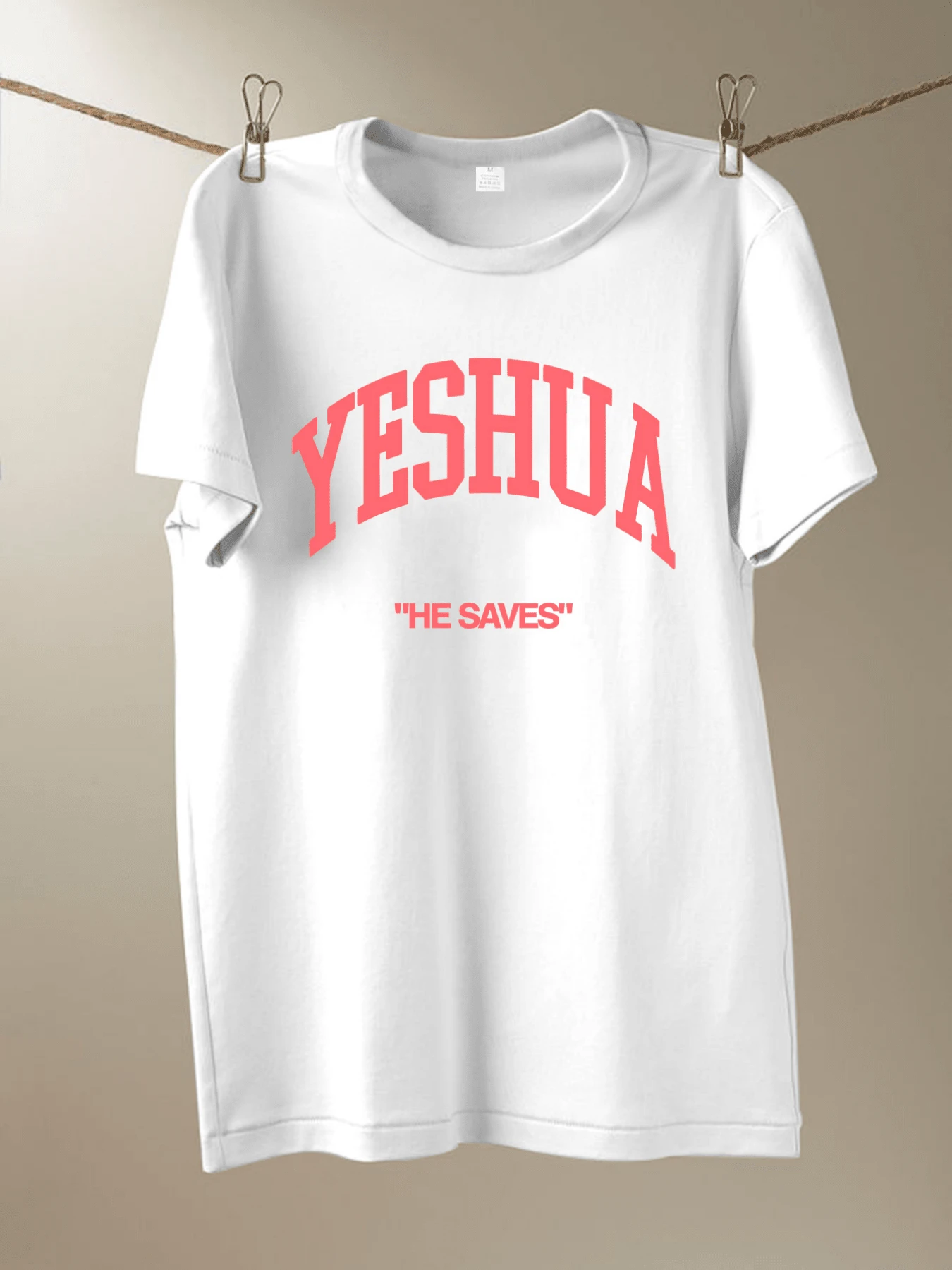 Powerful Word Representing Faith, Hope, And Salvation, Conveying A Positive And Motivating Spiritual Message With Large, Contrasting Letters That Inspire Confidence. Comfortable Casual Women's T-Shirt For Everyday Wear. - 白色 - 查看 1